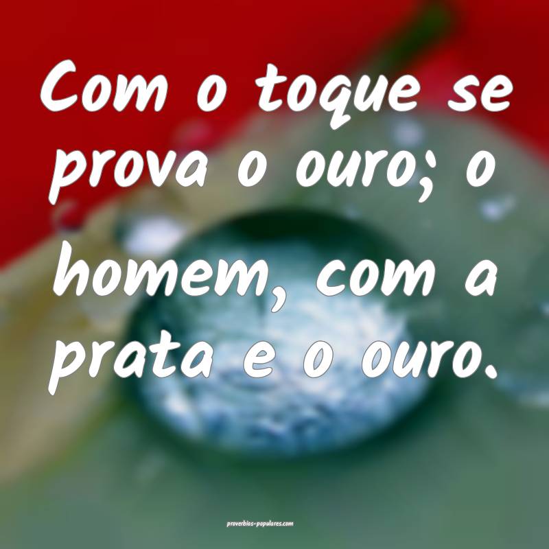 Com o toque se prova o ouro; o homem, com a prata e o ouro.
...