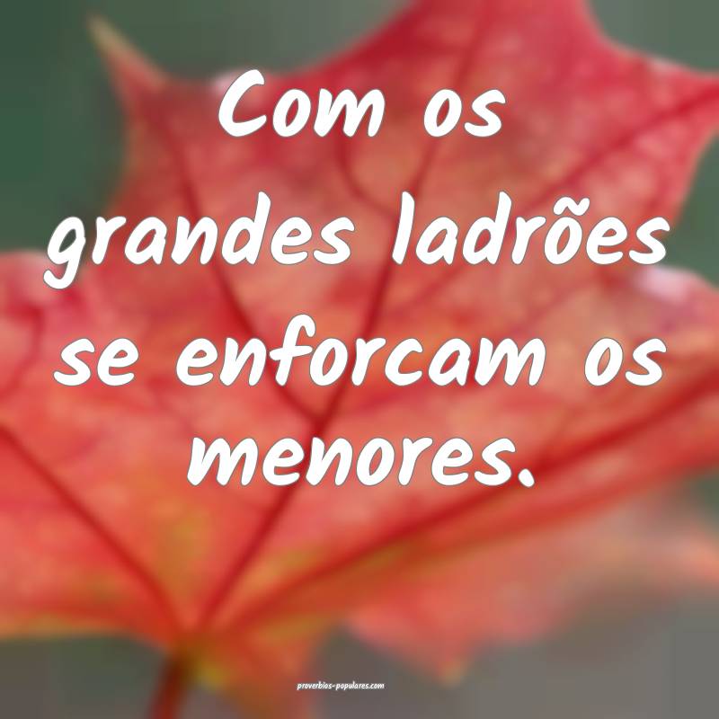 Com os grandes ladrões se enforcam os menores.
...