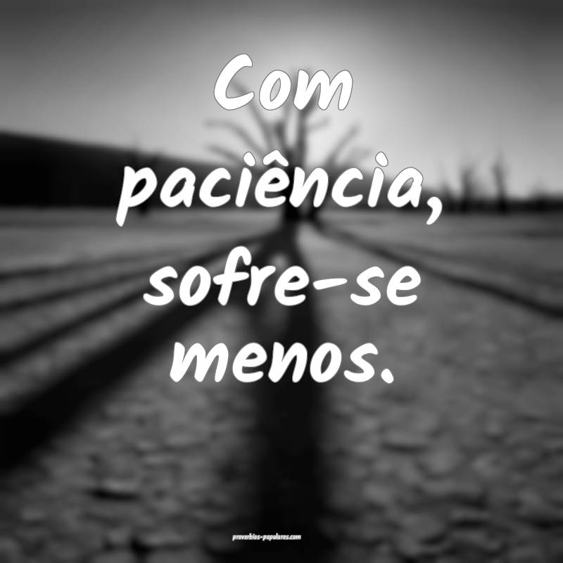 Com paciência, sofre-se menos.
...