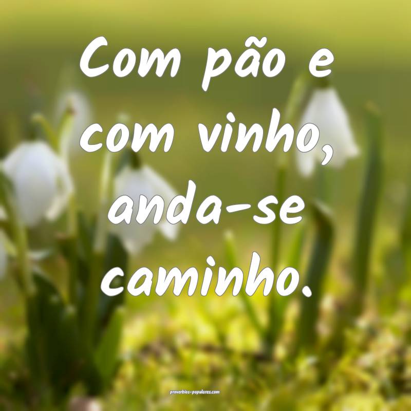 Com pão e com vinho, anda-se caminho.
...