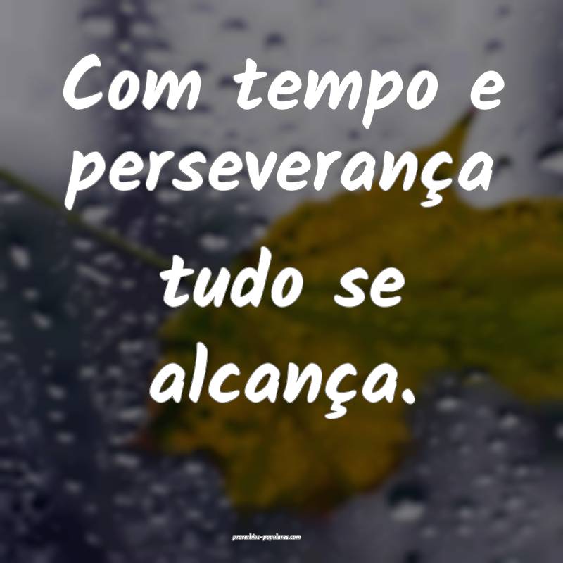 Com tempo e perseverança tudo se alcança.
...