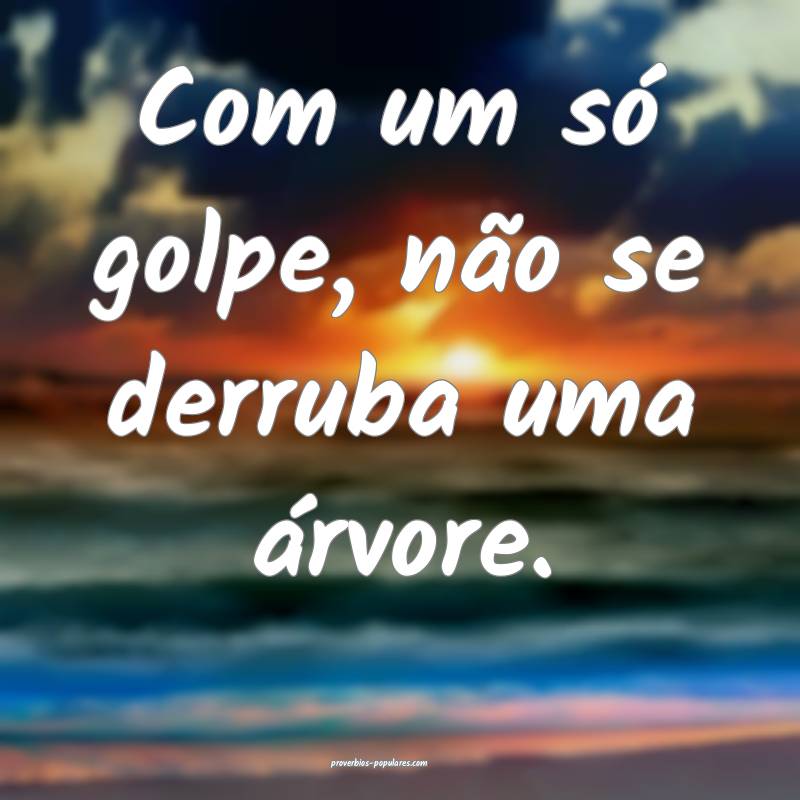 Com um só golpe, não se derruba uma árvore.
 ...