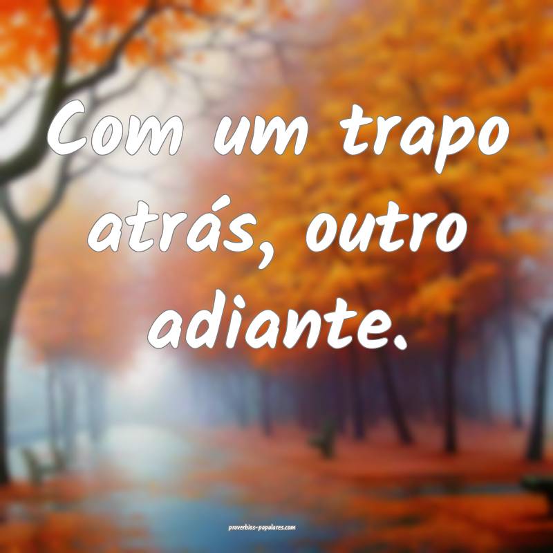 Com um trapo atrás, outro adiante.
 ...