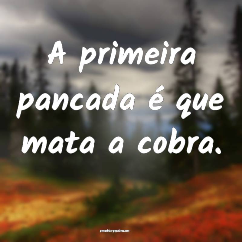 A primeira pancada é que mata a cobra. 
...