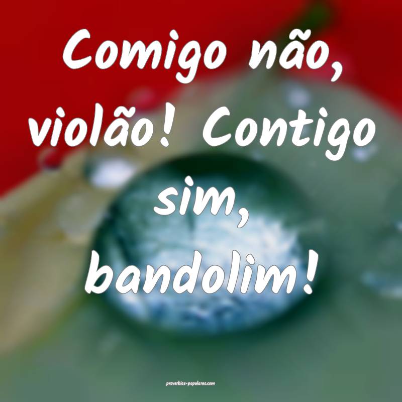 Comigo não, violão! Contigo sim, bandolim!
...