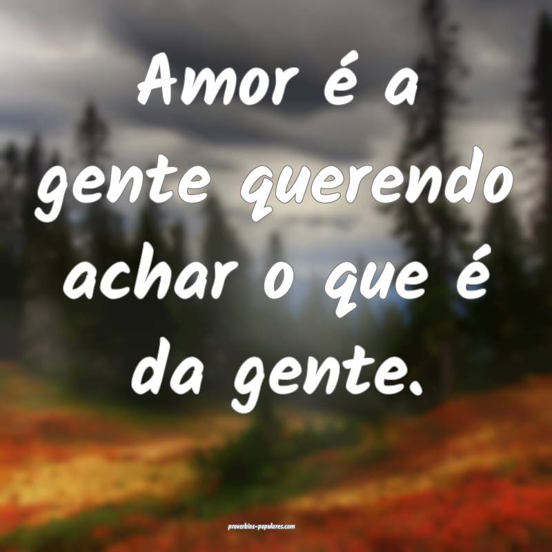 Amor é a gente querendo achar o que é da gente.  ...