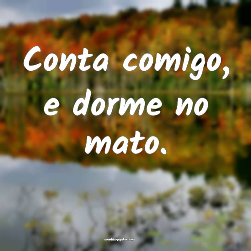 Conta comigo, e dorme no mato.
 ...