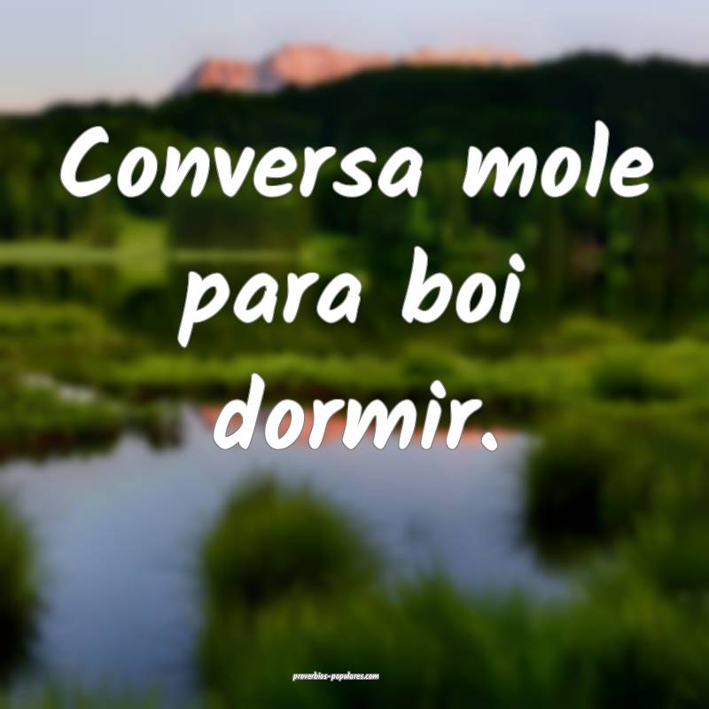Conversa mole para boi dormir.
...