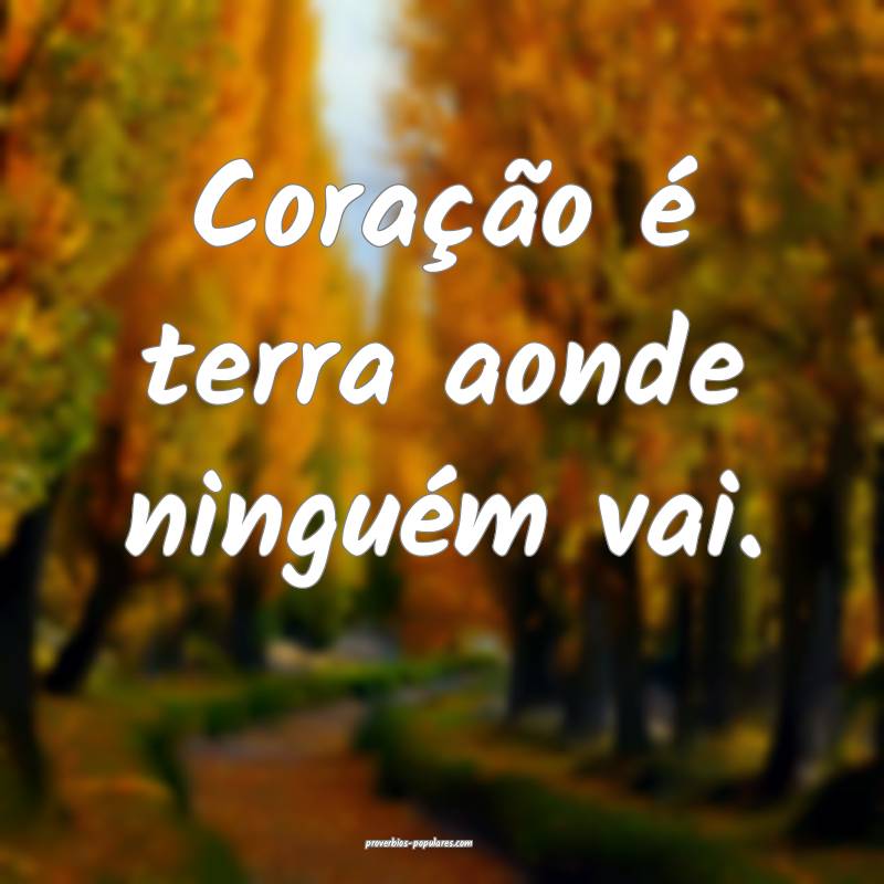 Coração é terra aonde ninguém vai.
...