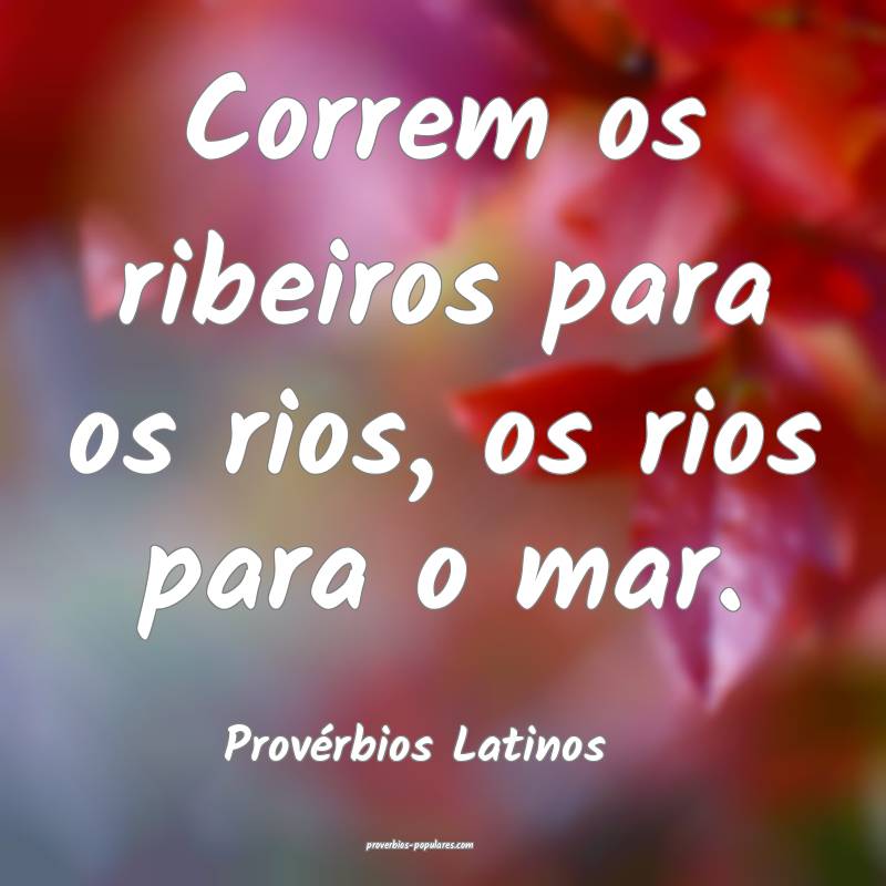 Correm os ribeiros para os rios, os rios para o mar.
...