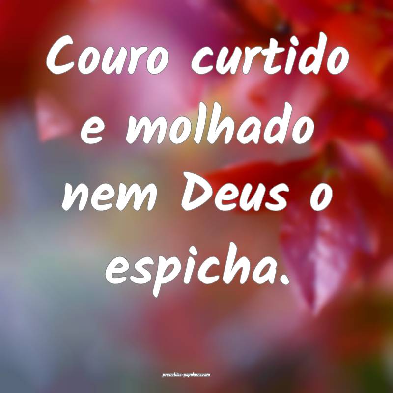 Couro curtido e molhado nem Deus o espicha.
...