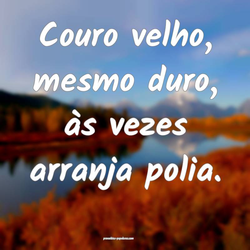 Couro velho, mesmo duro, às vezes arranja polia.
 ...