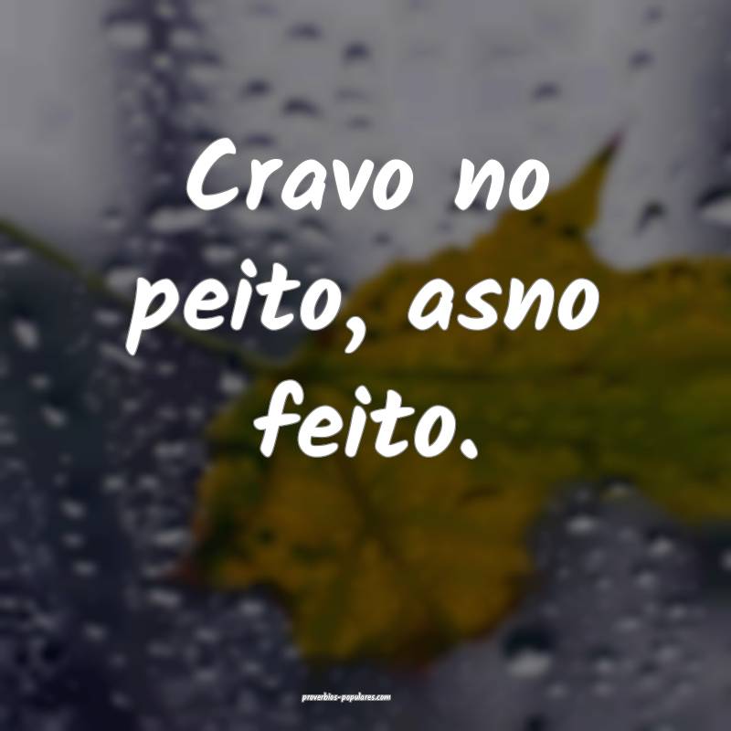 Cravo no peito, asno feito.
...