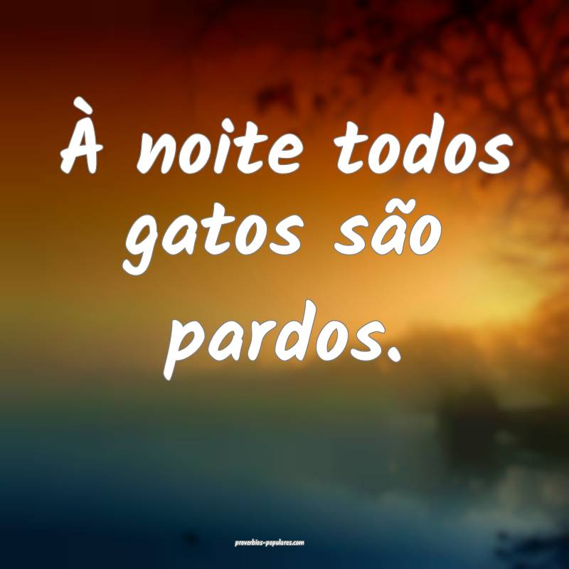 À noite todos gatos são pardos. 
 ...