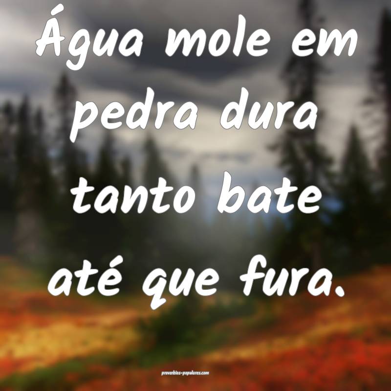 Água mole em pedra dura tanto bate até que fura. 
...