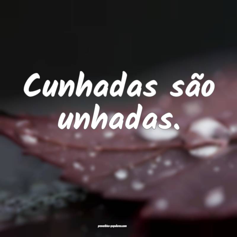 Cunhadas são unhadas.
 ...