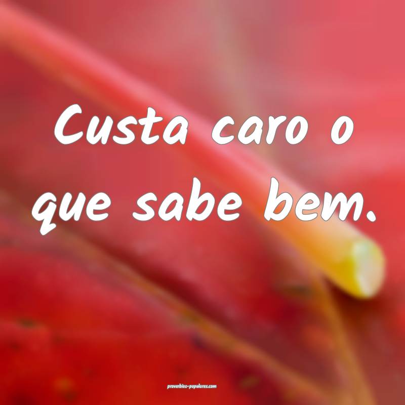 Custa caro o que sabe bem.
...