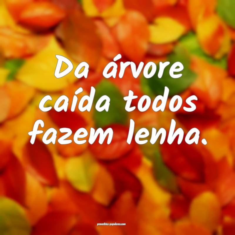 Da árvore caída todos fazem lenha.
...