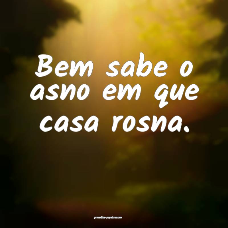 Bem sabe o asno em que casa rosna. 
...