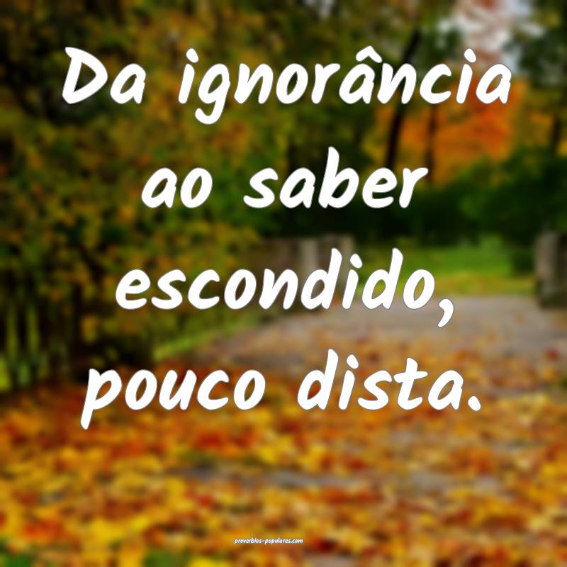 Da ignorância ao saber escondido, pouco dista.
...