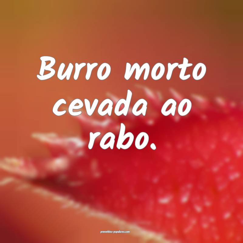 Burro morto cevada ao rabo. 
...