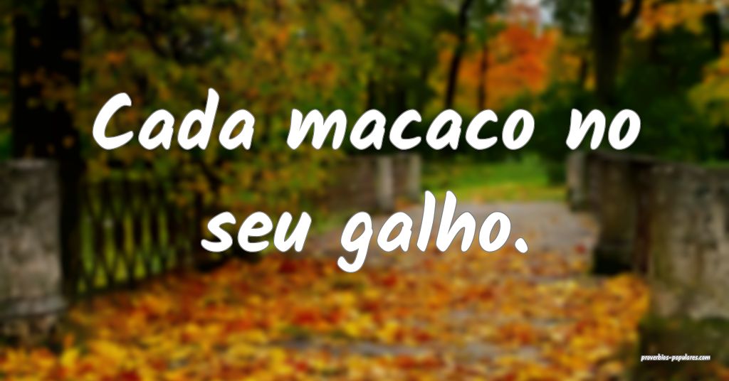 Cada macaco no seu galho!