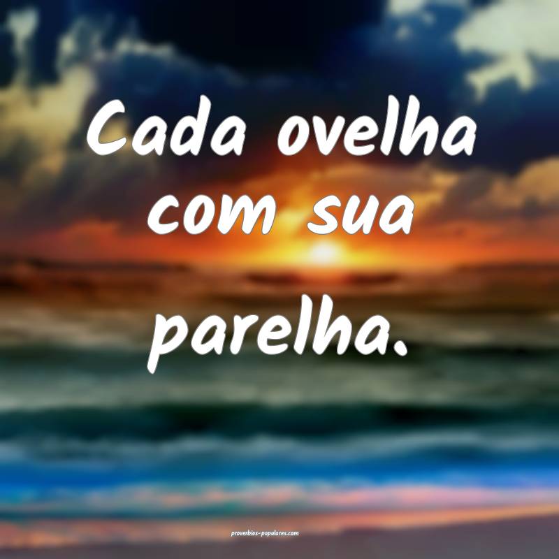 Cada ovelha com sua parelha. 
...