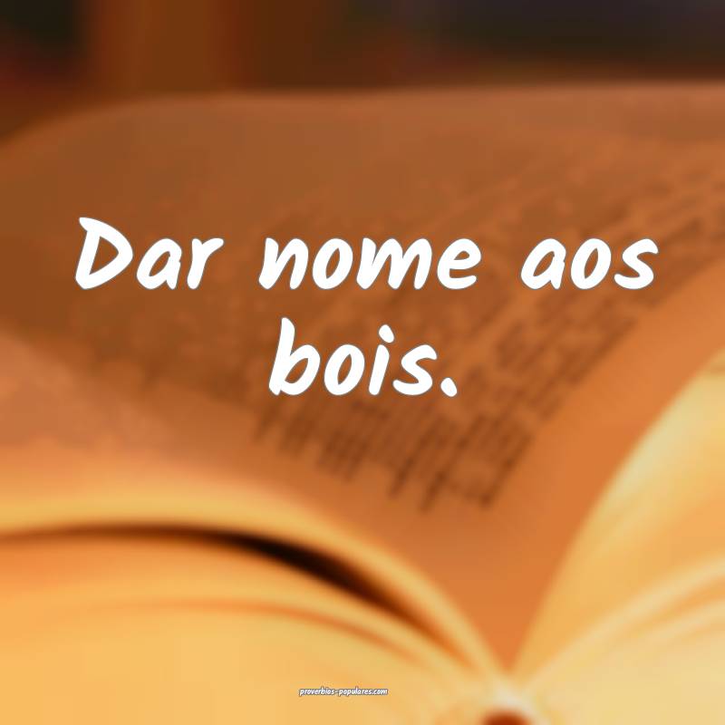 Dar nome aos bois.
...