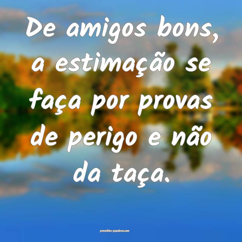 De amigos bons, a estimação se faça por provas  ...