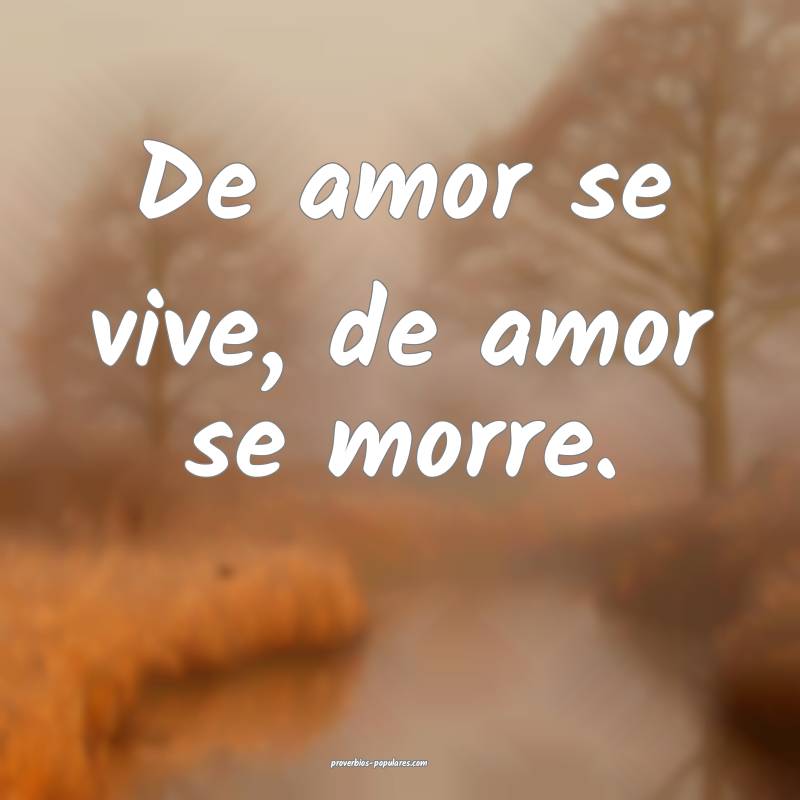De amor se vive, de amor se morre.
...