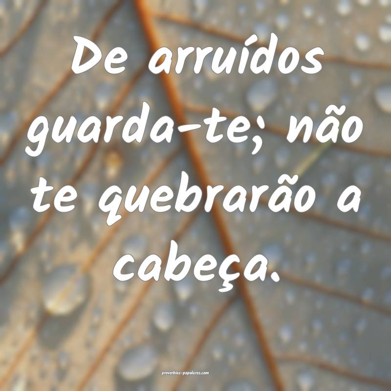 De arruídos guarda-te; não te quebrarão a cabeça.
...