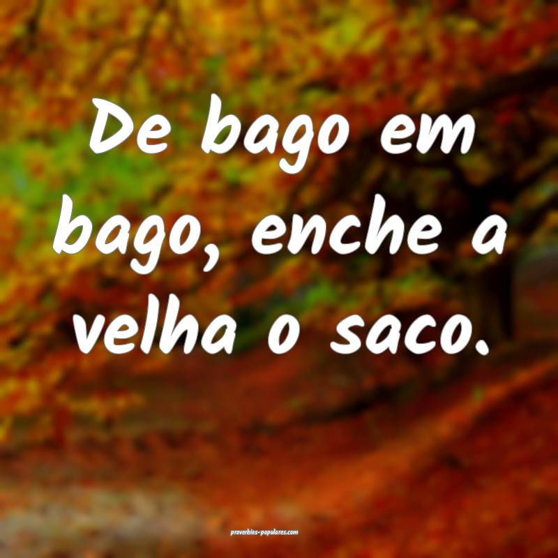 De bago em bago, enche a velha o saco.
...