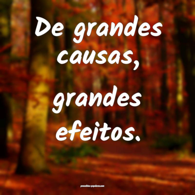 De grandes causas, grandes efeitos.
...