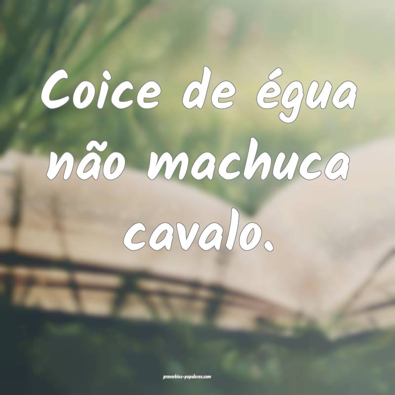 Coice de égua não machuca cavalo. 
...