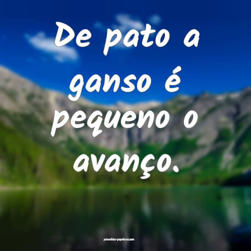 De pato a ganso é pequeno o avanço.
...