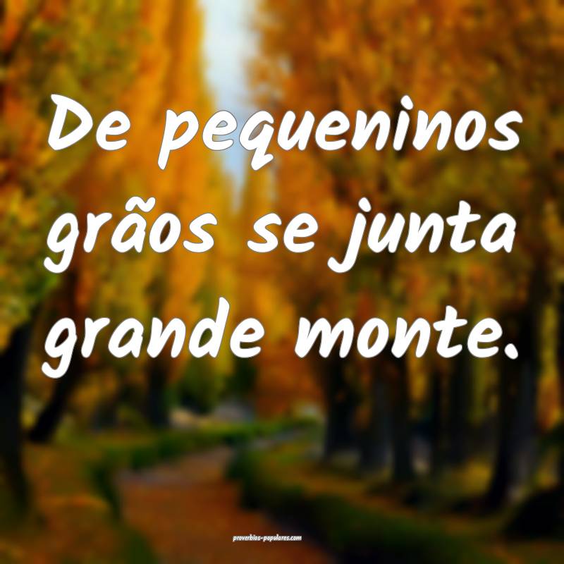 De pequeninos grãos se junta grande monte.
...