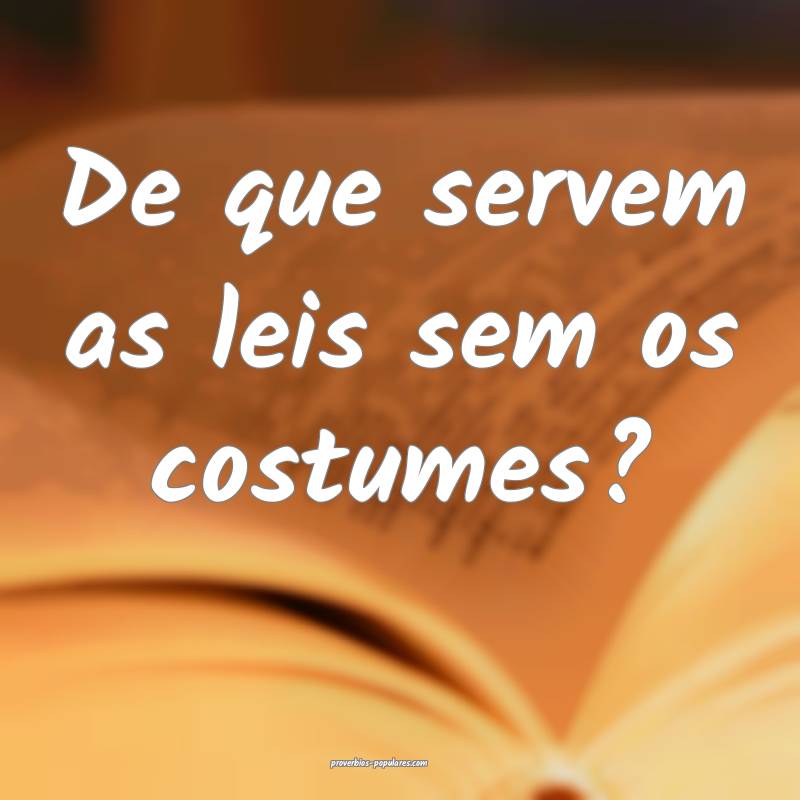 De que servem as leis sem os costumes?
...