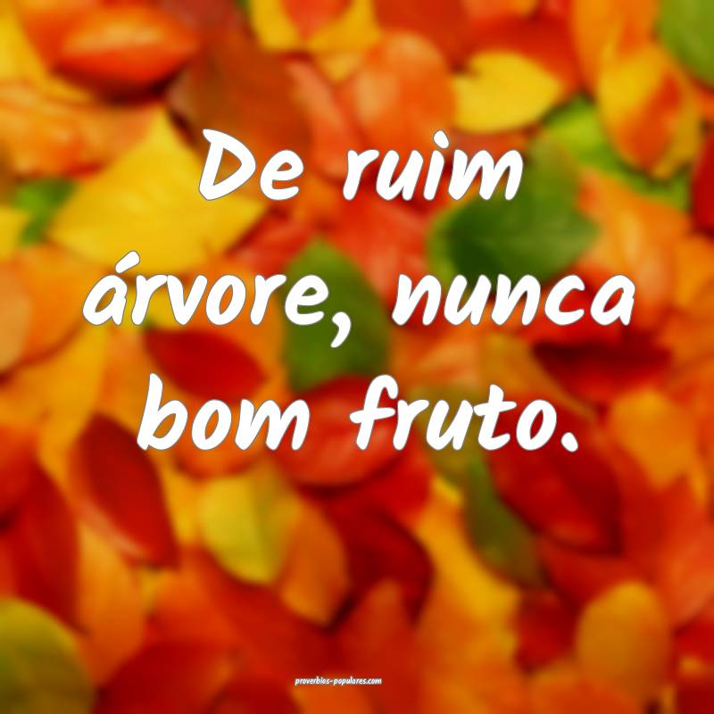 De ruim árvore, nunca bom fruto.
...