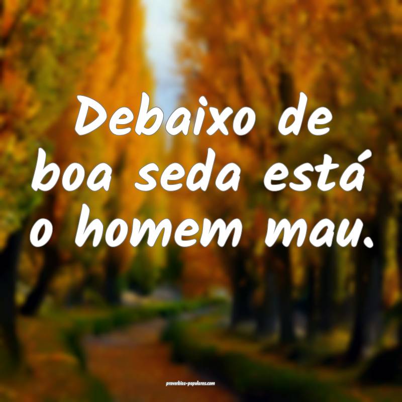 Debaixo de boa seda está o homem mau.
...