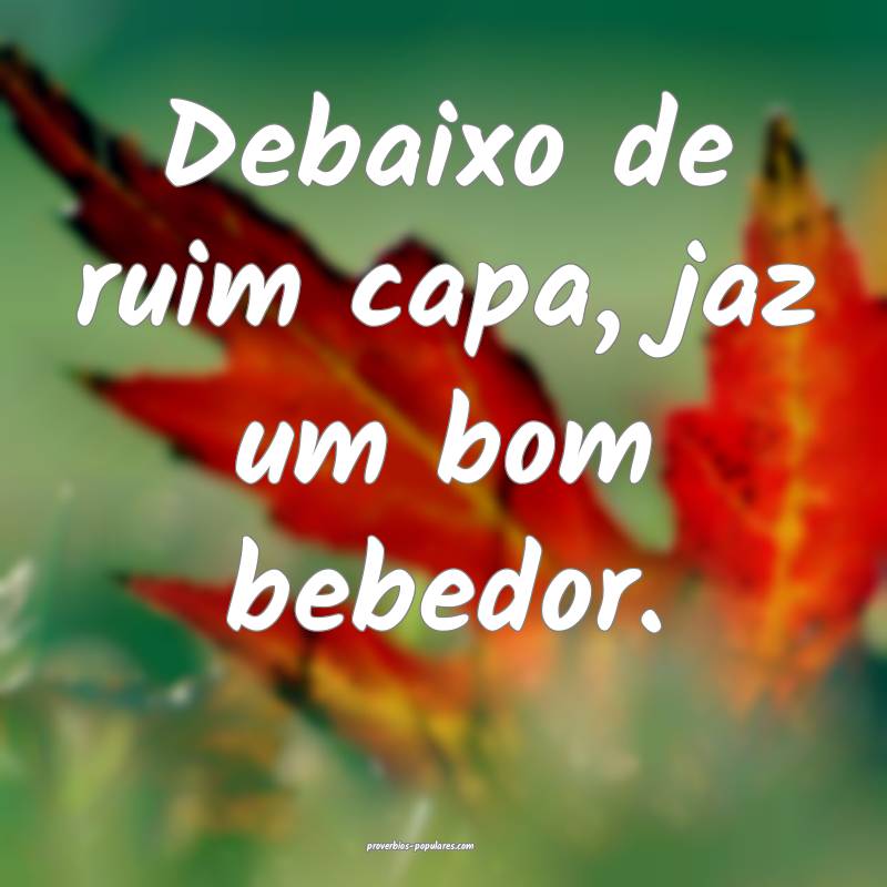 Debaixo de ruim capa, jaz um bom bebedor.
...