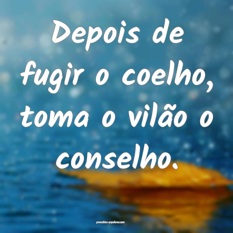 Depois de fugir o coelho, toma o vilão o conselho.
...