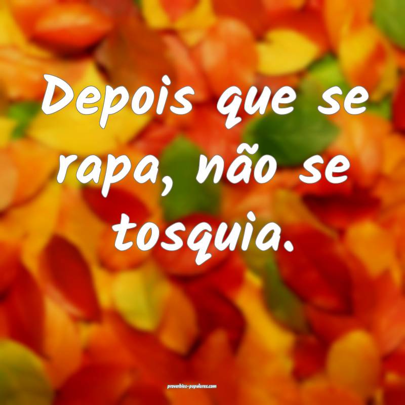 Depois que se rapa, não se tosquia.
 ...