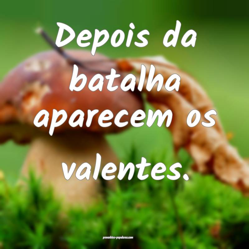 Depois da batalha aparecem os valentes. 
...
