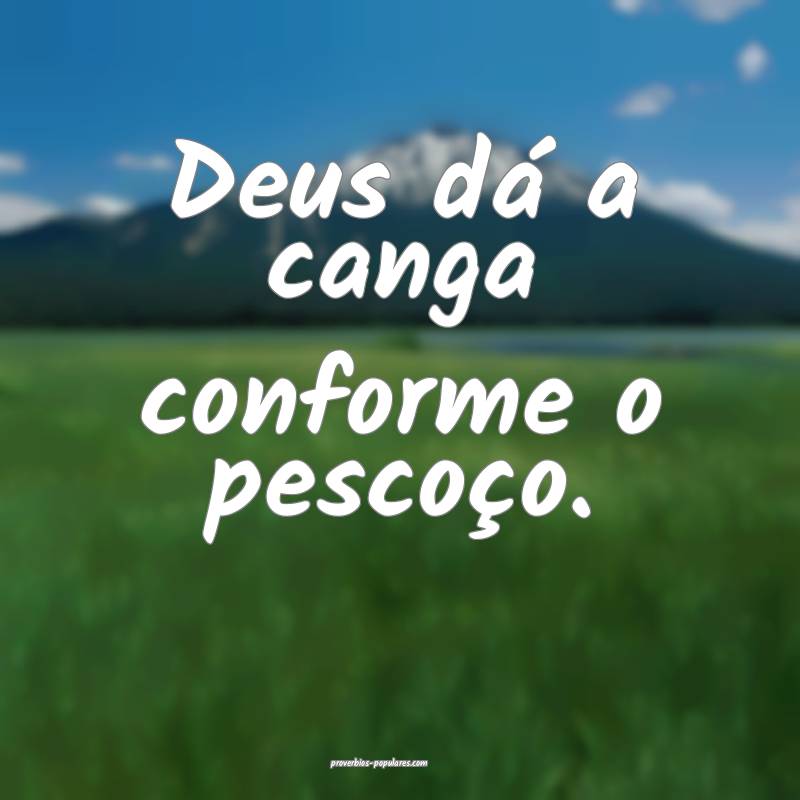 Deus dá a canga conforme o pescoço.
 ...