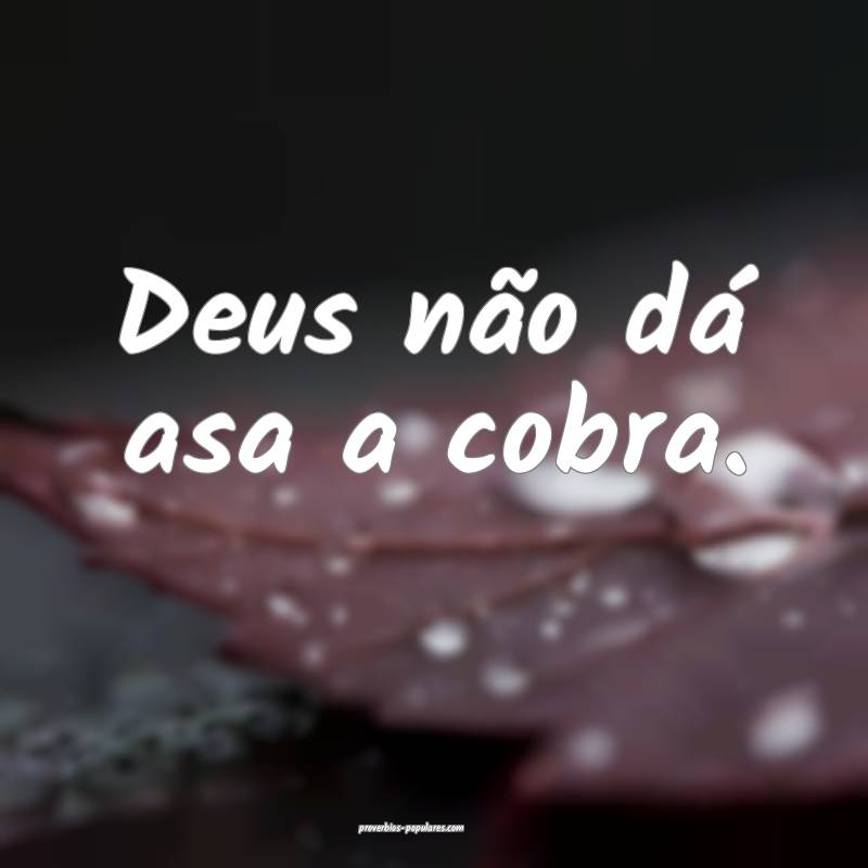 Deus não dá asa a cobra.
...
