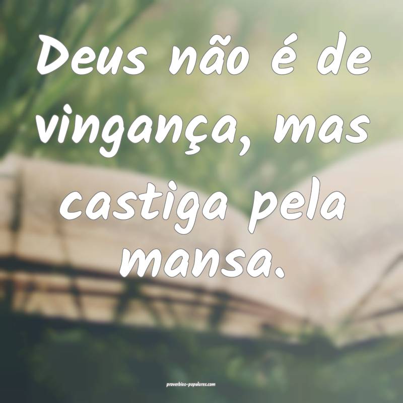 Deus não é de vingança, mas castiga pela mansa.
...
