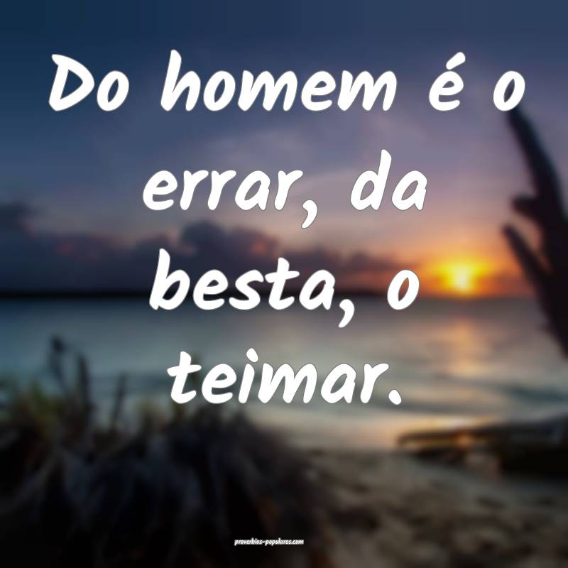 Do homem é o errar, da besta, o teimar. 
 ...