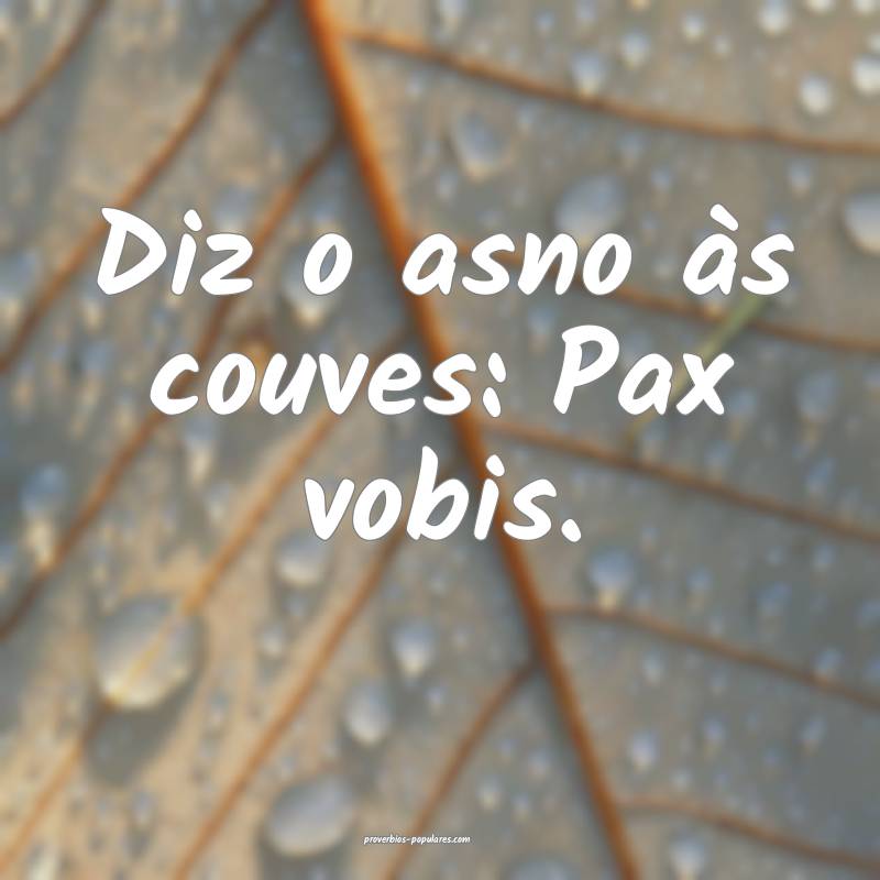 Diz o asno às couves: Pax vobis.
...