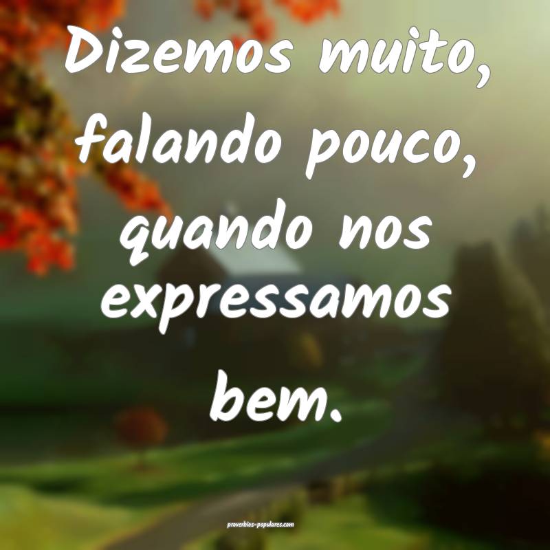 Dizemos muito, falando pouco, quando nos expressam ...