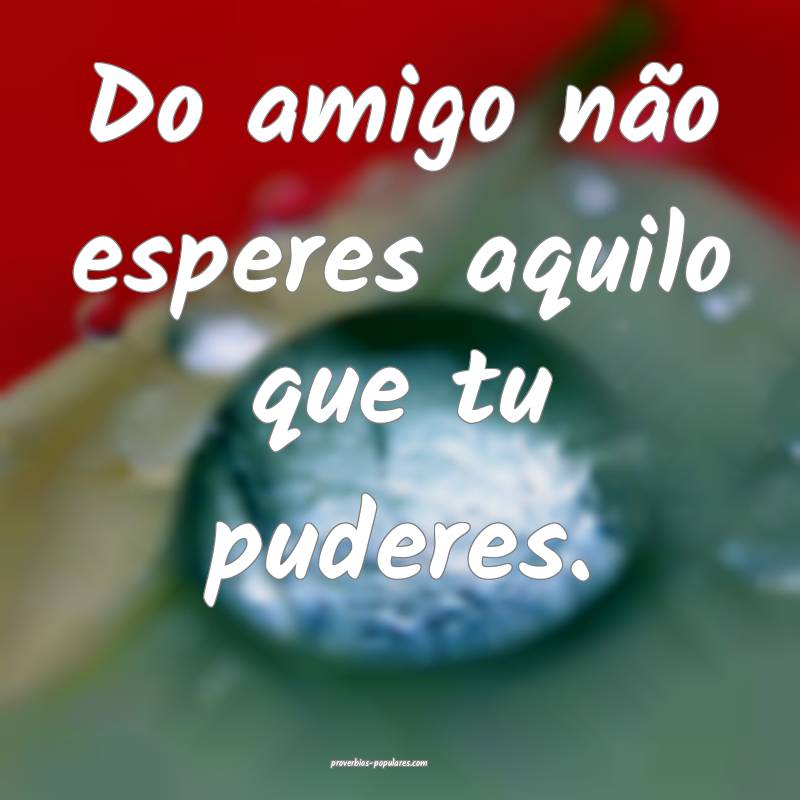 Do amigo não esperes aquilo que tu puderes.
 ...